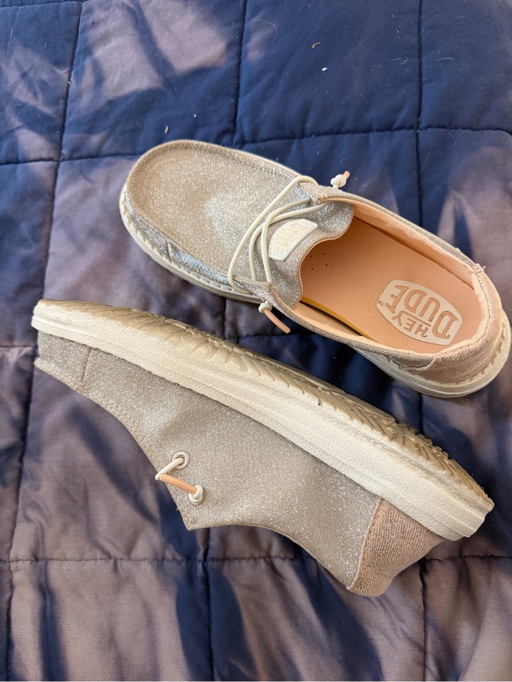 Hey Dude Women's Glitter Slip-On Sneakers - Champagne